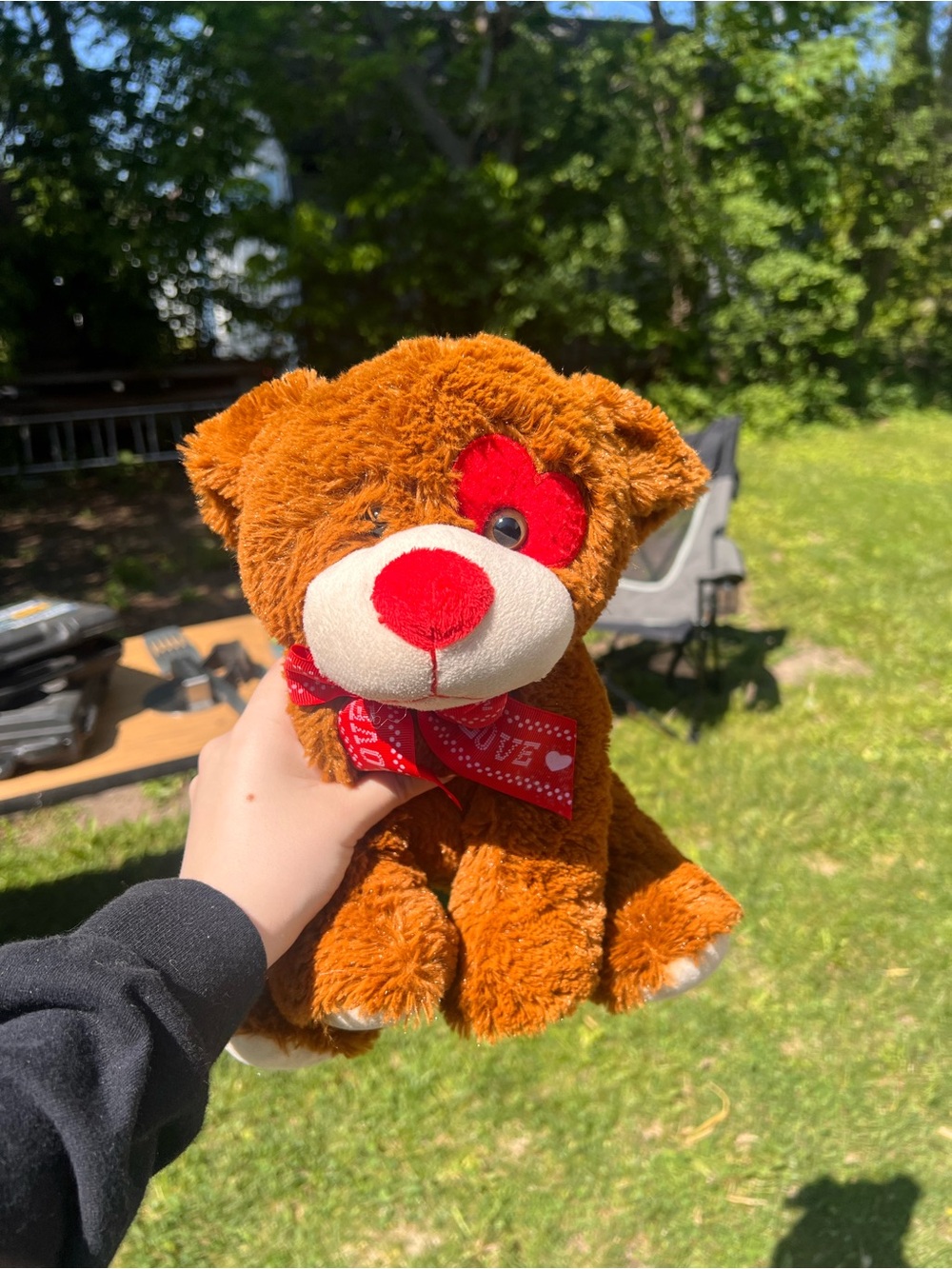 Brown Plush Valentine Teddy Bear with Red Accents - Kids Toys